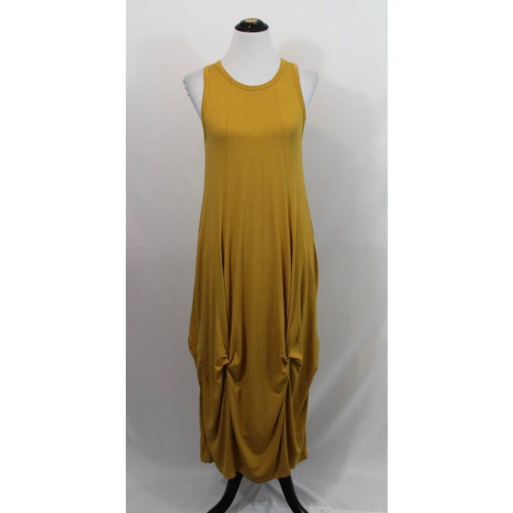 AMMA Kedem Sasson Sz 2 10/12 Mustard Yellow Sleeveless Jersey Maxi Dress NWT